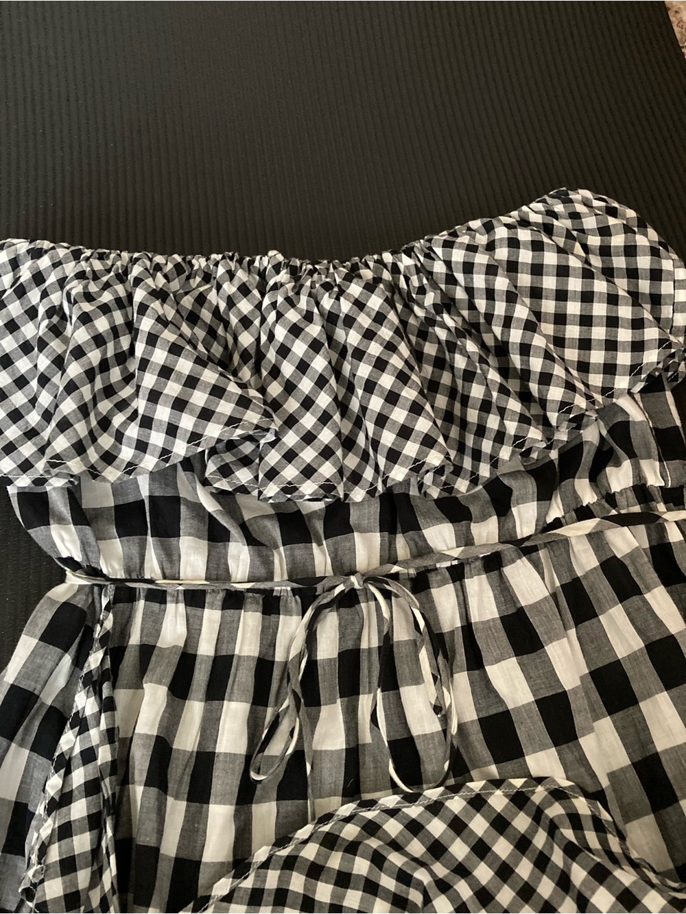 J.Crew black and white strapless gingham dress size S - Picture 3 of 5